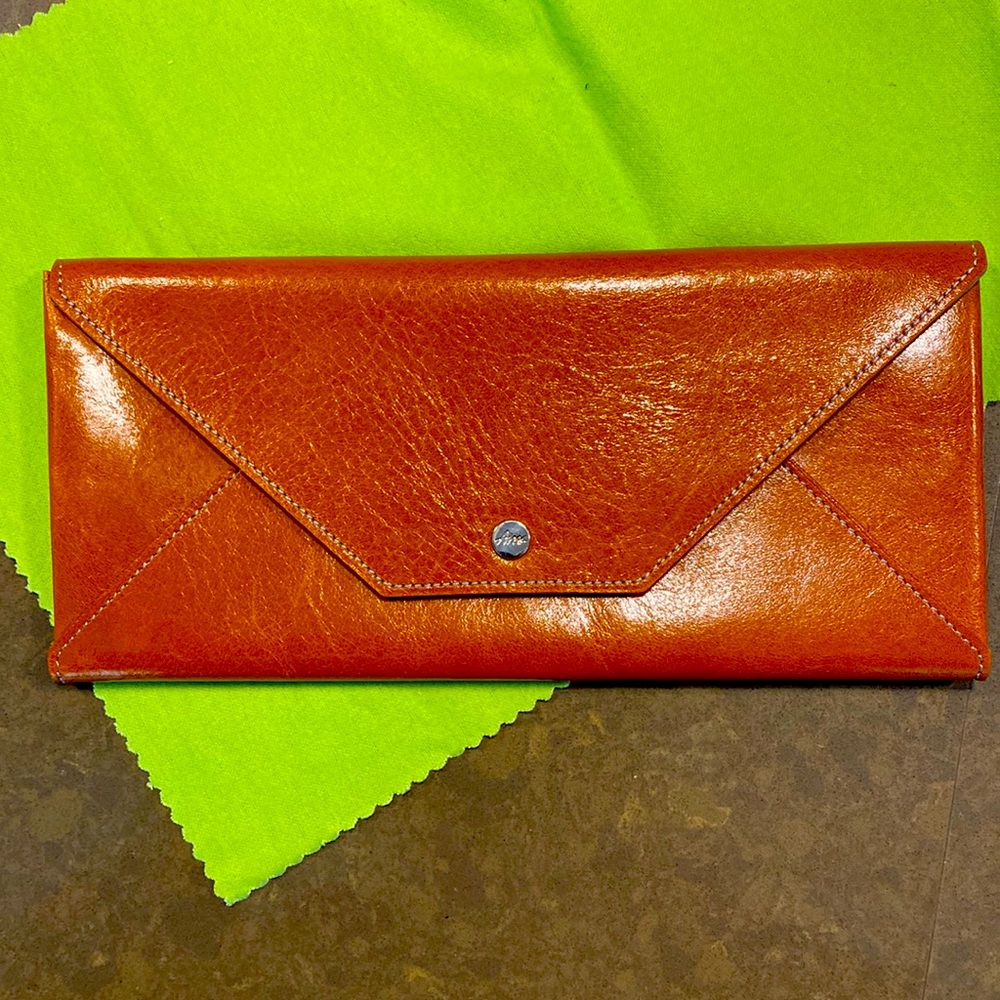 ABAS American Flat Envelope Clutch Leather Wallet Brown